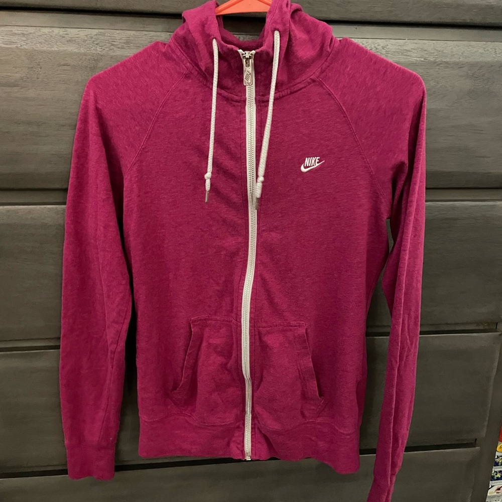 Nike pink zip up sweater